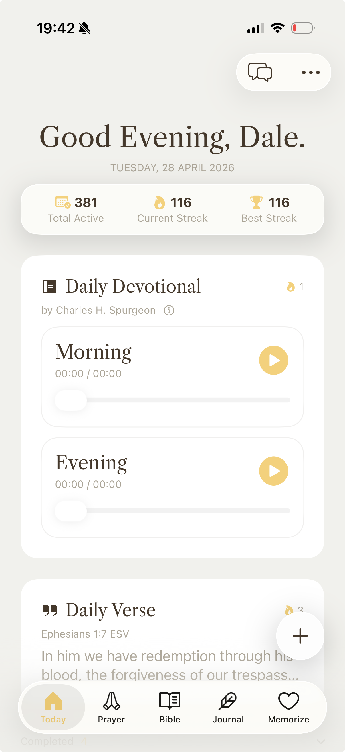 Conform Daily Devotional and Daily Verse app screen